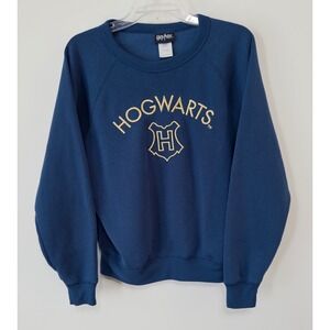 Harry Potter women's Hogwarts Sweatshirt sz S Navy Blue Gold wizarding fantasy